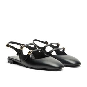 New Stuart Weitzman Benni MJ Slingback Black Leather Sz 7